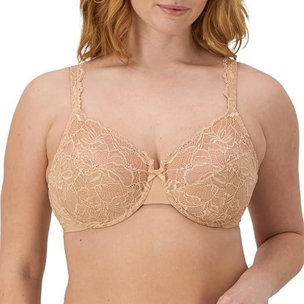 Bali Women's Lace Desire Underwire Full Coverage Lace Bra‎ - 34C - Champagne